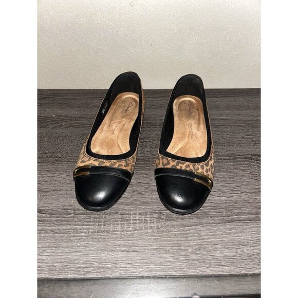 Clarks Meadow Rose Brown Leopard Print Slip On Ballet Flats Women’s Size 10 W - Picture 3 of 7